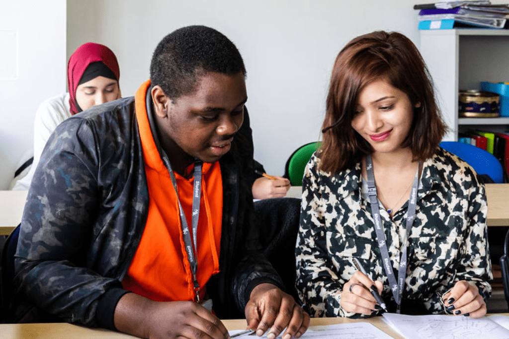 two students sat next to each other