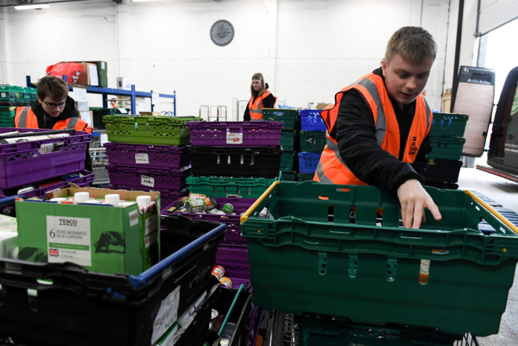 Students packing food