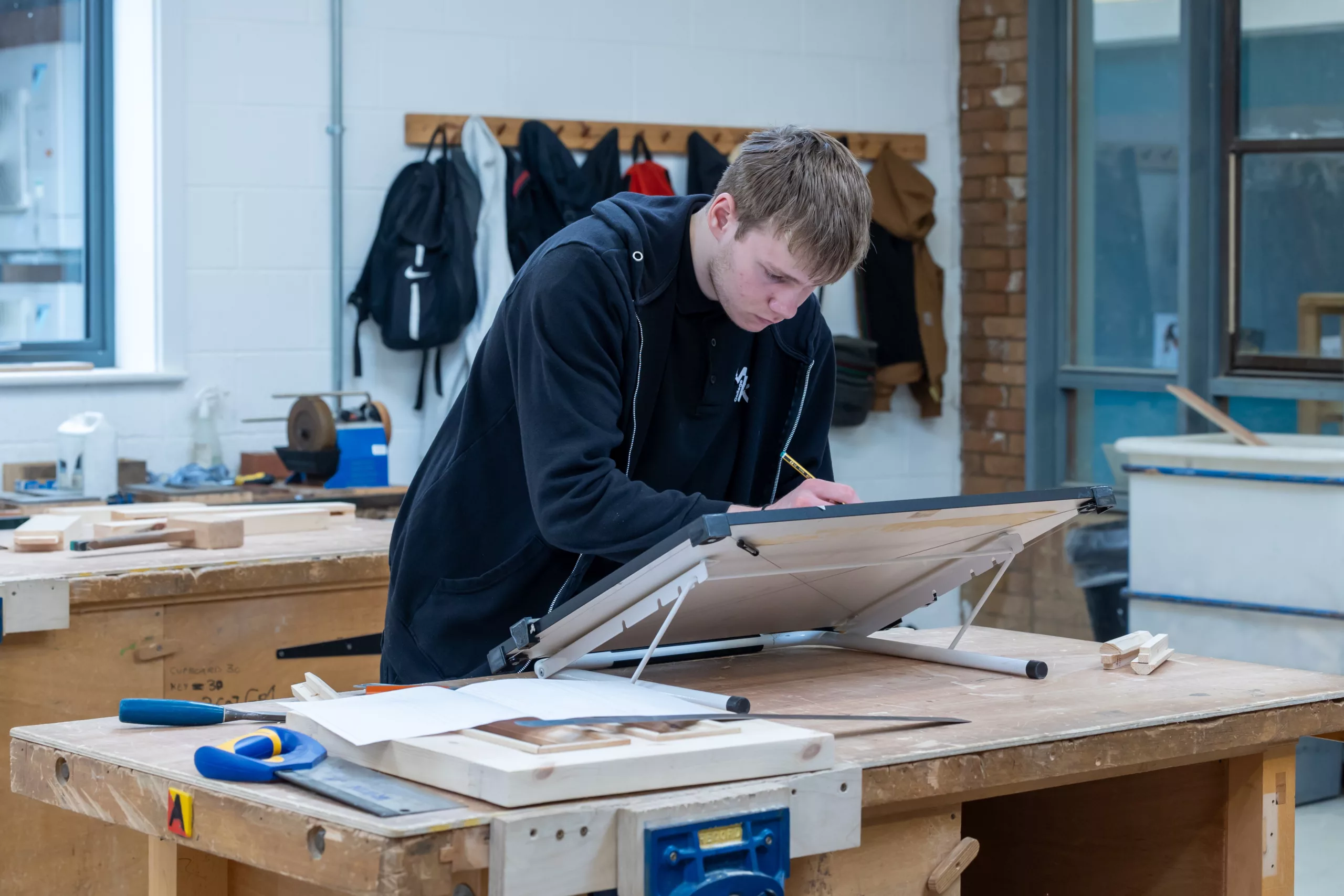 Student working on project