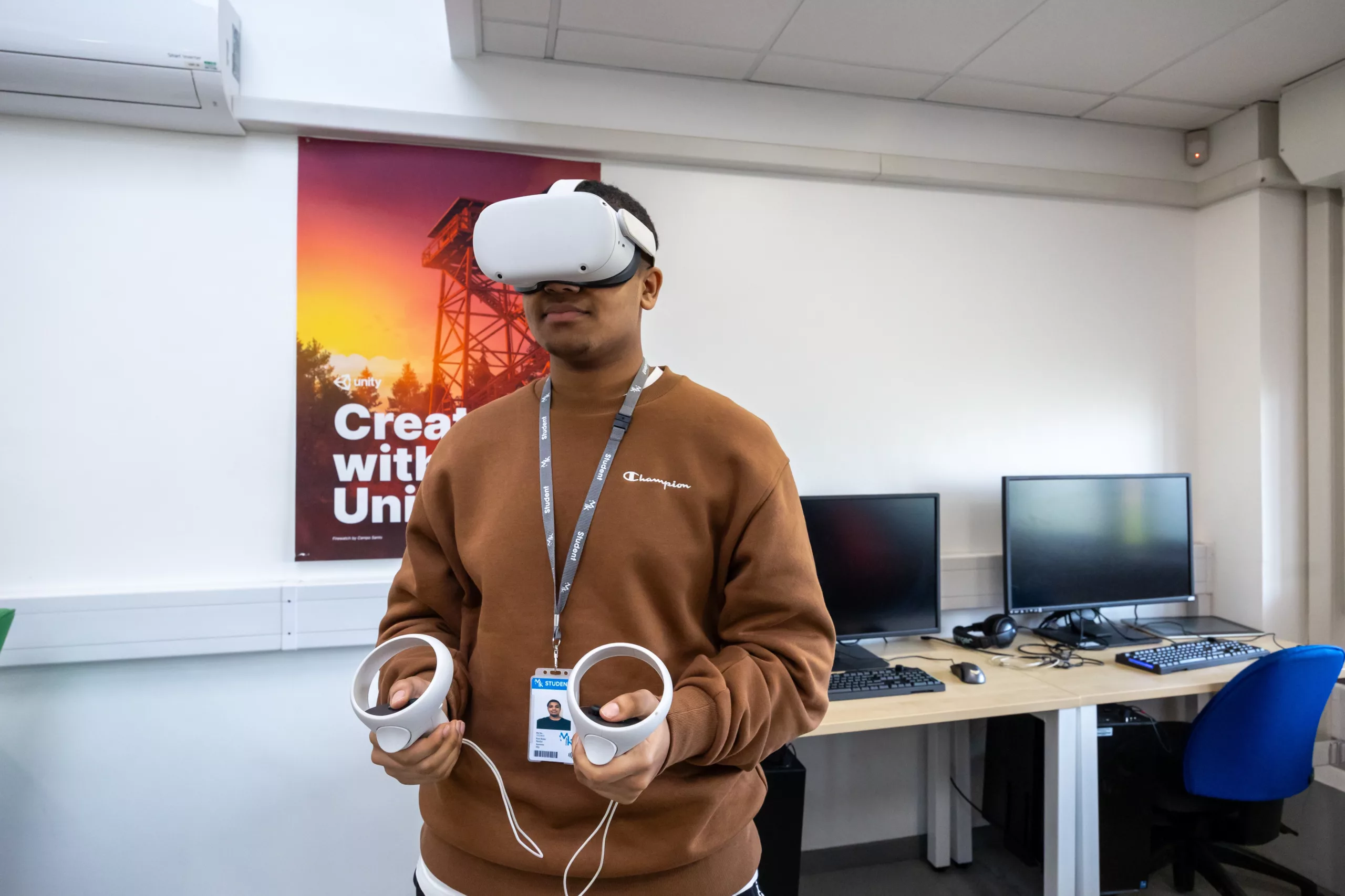 Student with VR headset