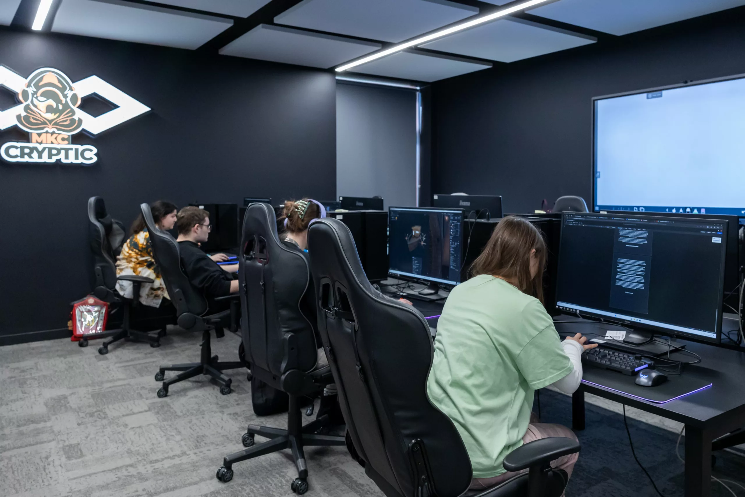 Gaming students working on computers