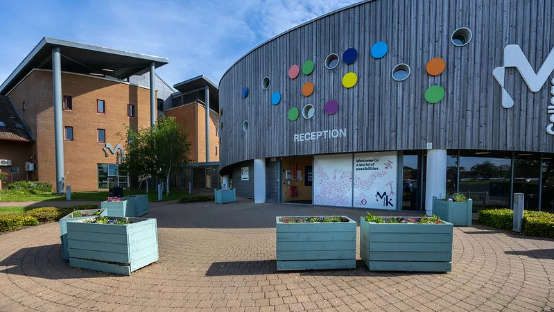 The front of the Milton Keynes College Chaffron Way campus.